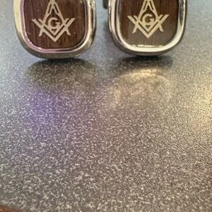 Silver and Brown Masonic Cufflinks